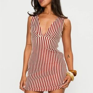Red and White Striped Mini Dress